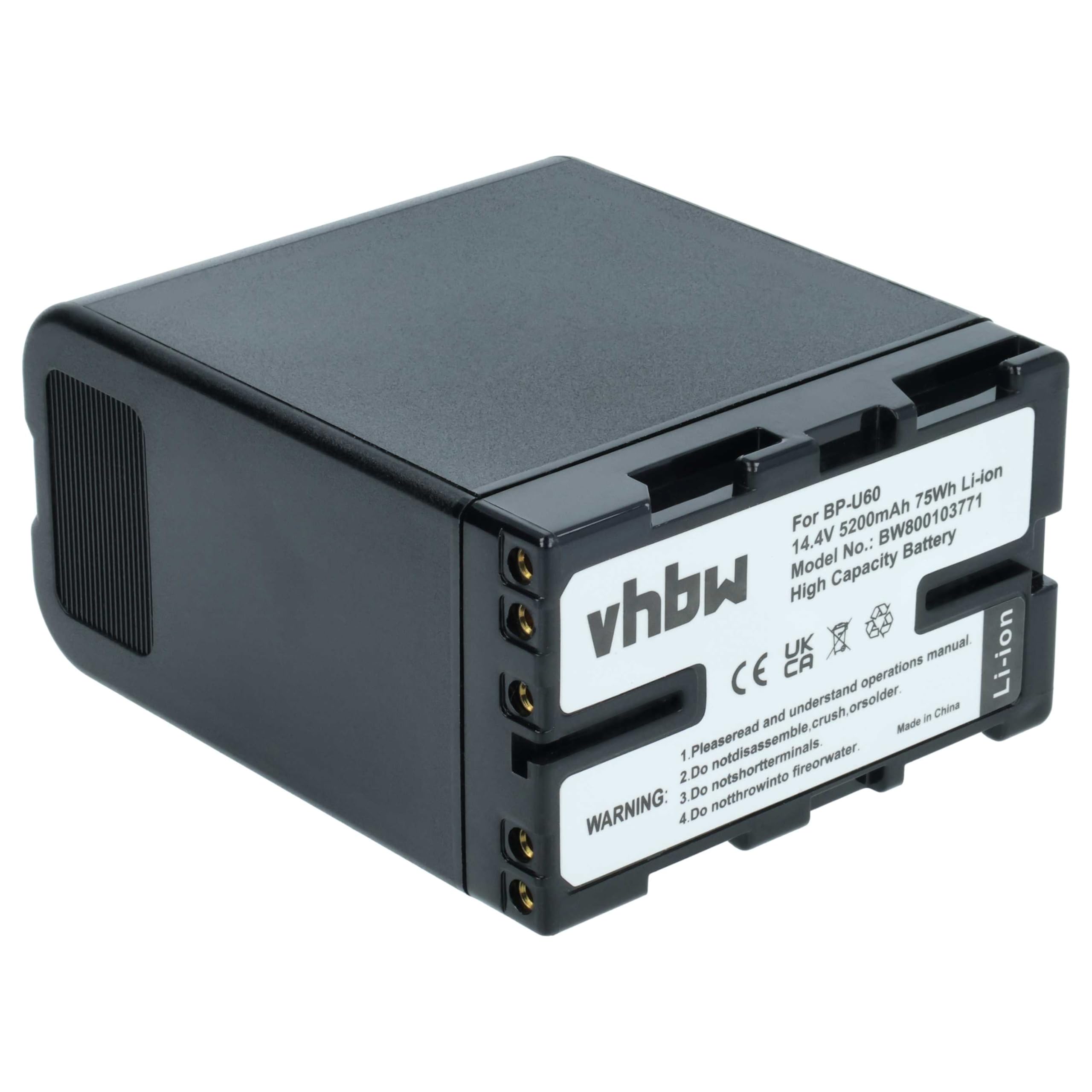 vhbw Batería Compatible con Sony PMW-EX3, PMW-F3, PMW-EX1, PMW-EX1r cámara de vídeo (5200 mAh, 14,8 V, Li-Ion) con Chip