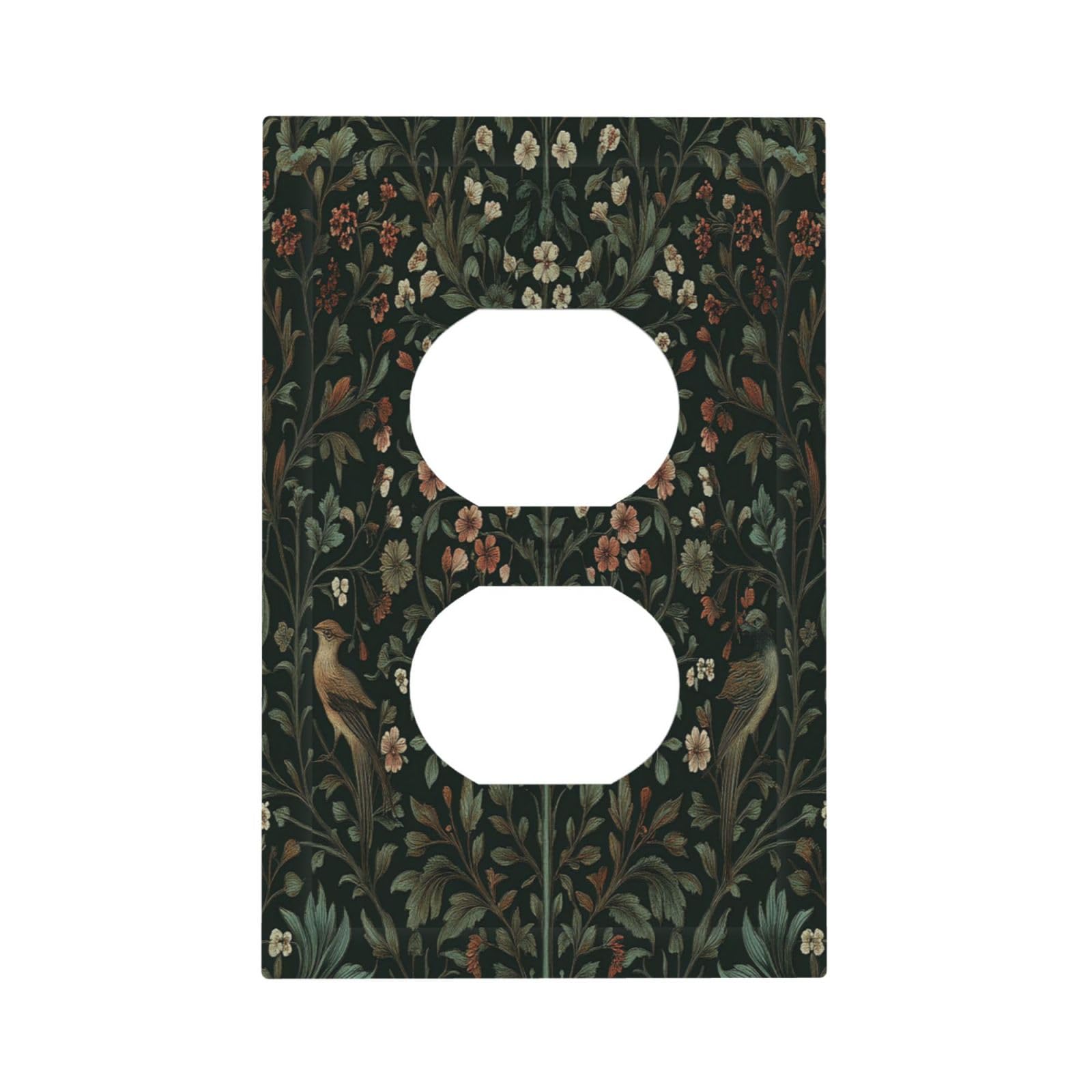 Nijuodnijir Outlet Covers Vintage Morris Colorful Flower Green Leaf 1 Gang Duplex Light Switch Cover Decorative Switch Plates Electrical Receptacle