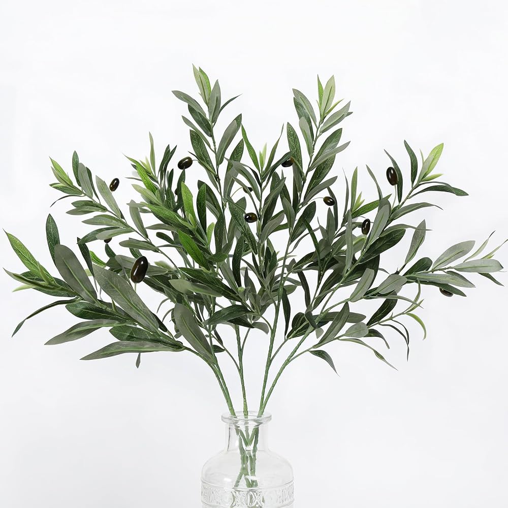 Bdor 5 Pack Artificial Olive Branches with Black Olives, 35.8 Inch Tall Faux Olive Stems – Realistic Olive Leaf & Fruit Greenery for Floor Vases, Home & Wedding Decor