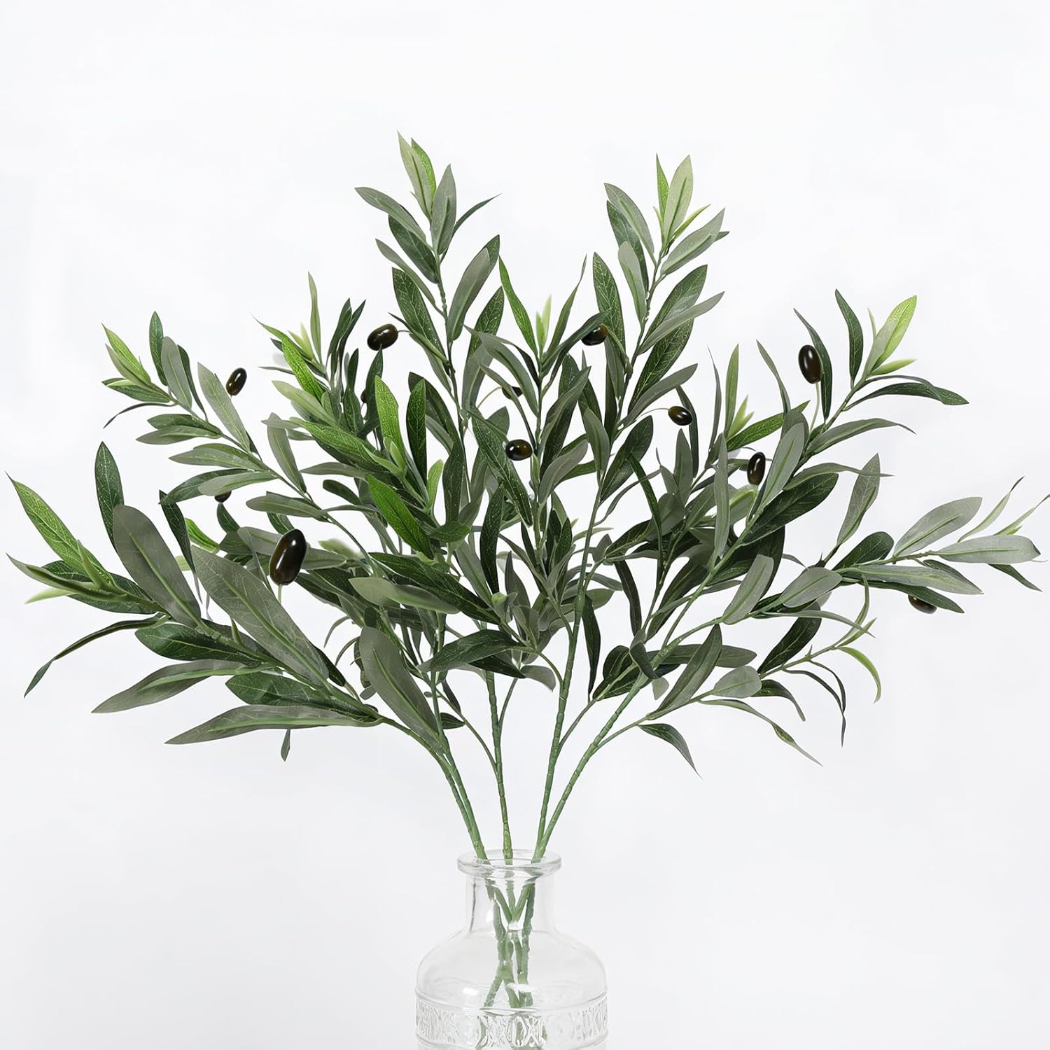 Bdor 5 Pack Artificial Olive Branches with Black Olives, 35.8 Inch Tall Faux Olive Stems – Realistic Olive Leaf & Fruit Greenery for Floor Vases, Home & Wedding Decor