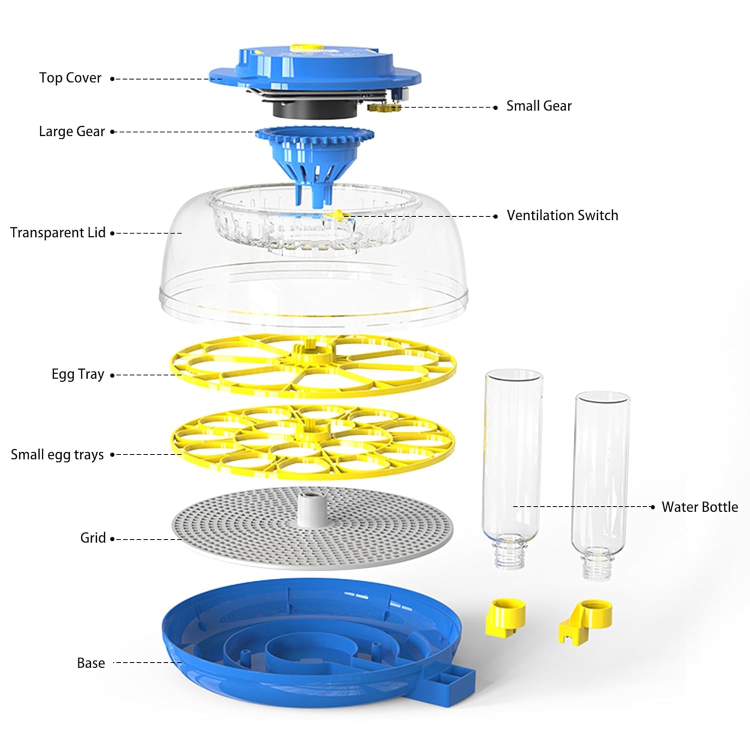 Egg Incubator, Adjustable Turning Time, Humidity and Hatch Day Display,Egg Candler,Automatic External Water Bottle Refill, Hatching Chicken Quail Duck Turkey Goose