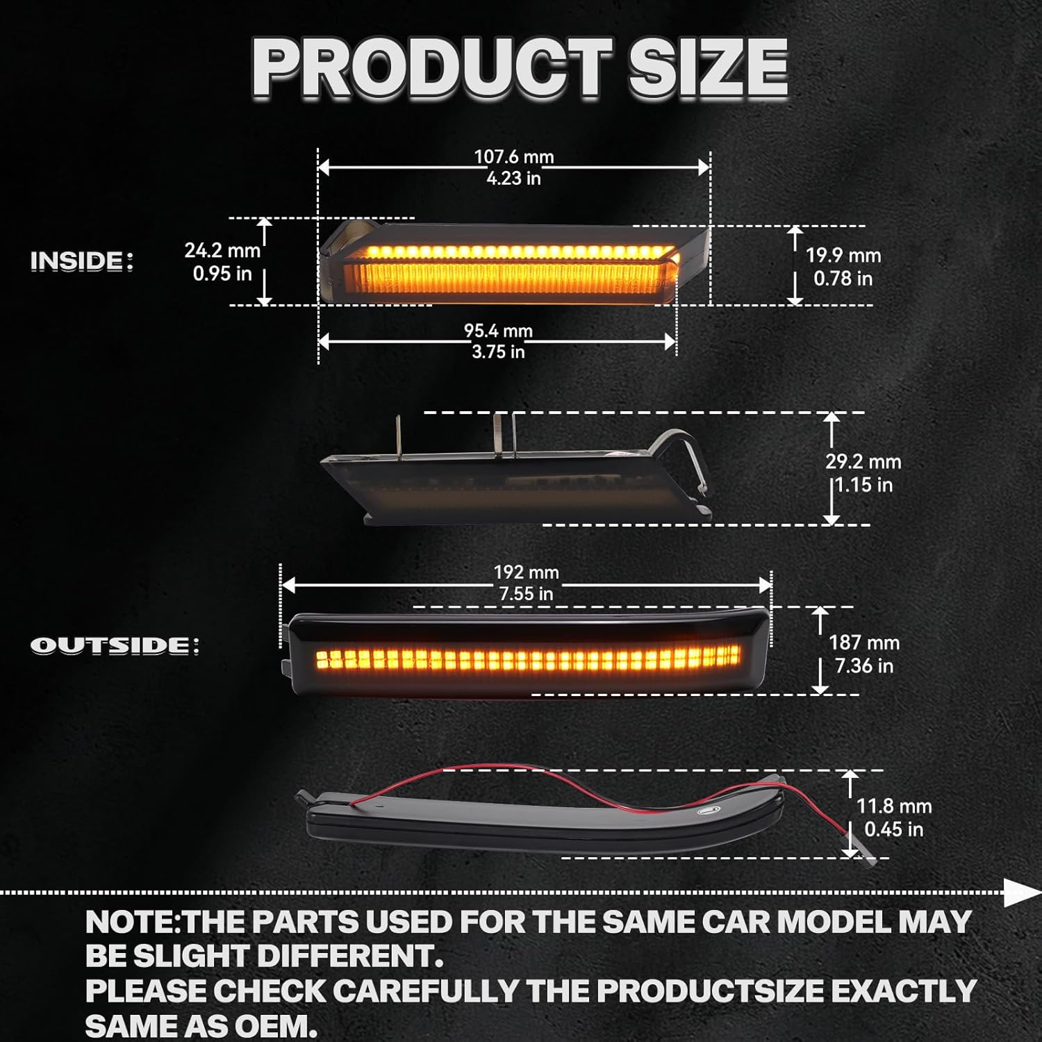 Sequential LED Side Mirror Turn Signal Lights for Ford F150 2009-2014 Raptor 2010-2014 Smoked Lens Amber 4pcs Inside Outside Right Left Lamps