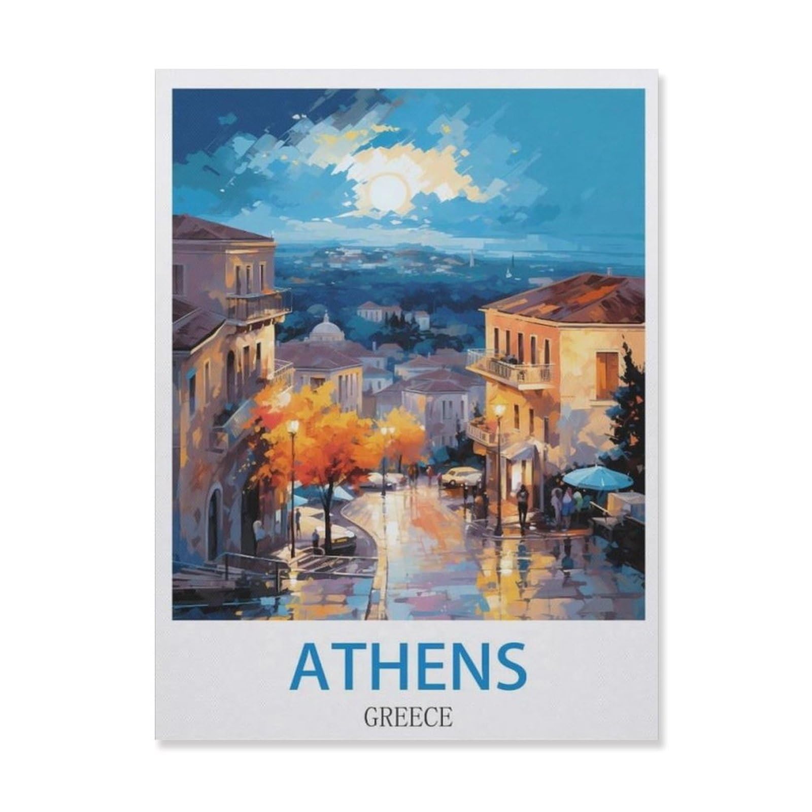 Vintage Metal Tin Sign，Athens Greece，Bath Room Decor, Nursery Decor, Home Decor, Bathroom Wall Art Tin plaque(15x30cm）6x12 inch-EF64