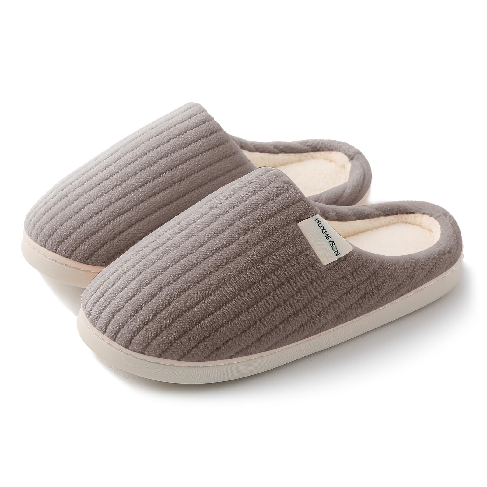 HUXMEYSON Slippers for Women, Warm Memory Foam Comfy House Slippers with Anti-Skid Rubber Sole for Indoor and Outdoor