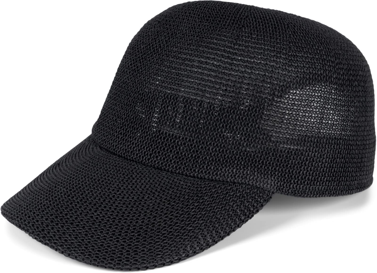 Stylebreaker Women's Black Unisex Paper Straw Baseball Cap Unicoloured, Airy Summer Basecap, Metal Buckle Adjustable 04023090, Colour: