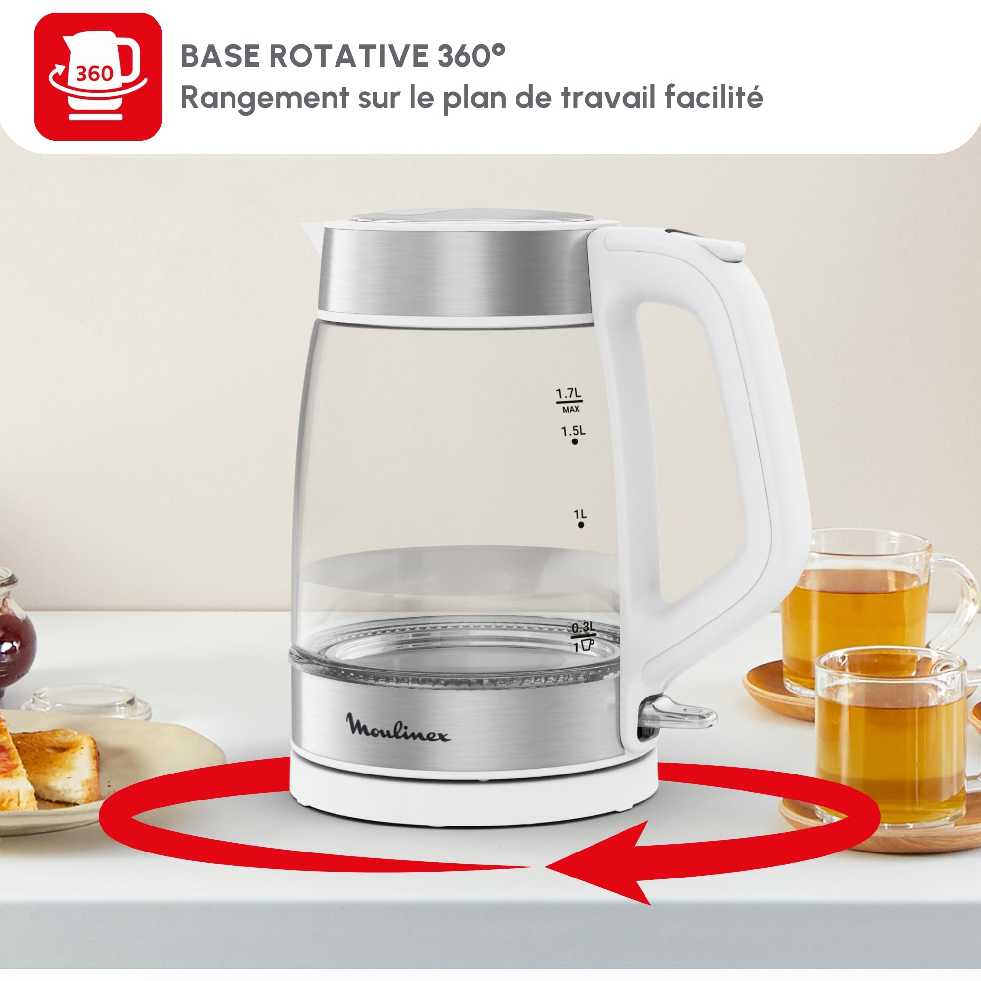 Moulinex Bouilloire Électrique 1,7 L Verre, BY6R5130