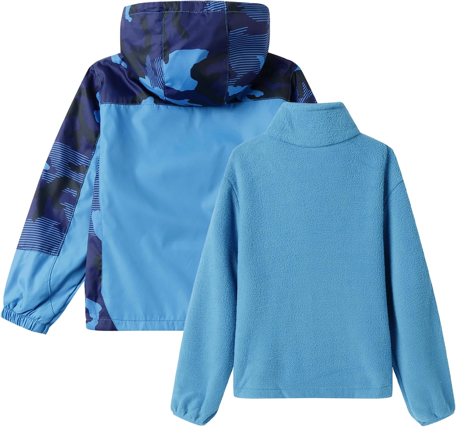 LittleSpring Boys Girls 3 in 1 Jackets Detachable Waterproof Fleece Jacket with Zipper Pockets - Image 4