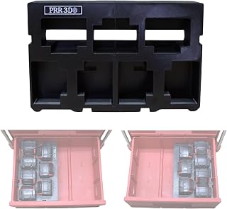 Custom ABS Plastic Insert for Milwaukee M18 Batteries Fits 7 XC M18 in a half drawer of a Milwaukee Packout 48-22-8442 & 48-22-8447 (Black)