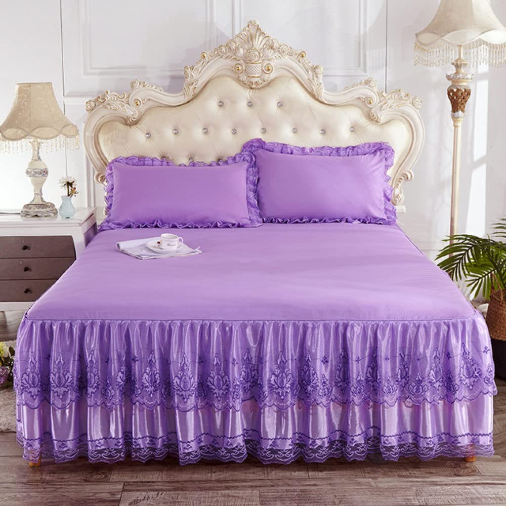 Drap-housse 180x200cm violet anti-plis en coton stretch pour lit Queen toujours net