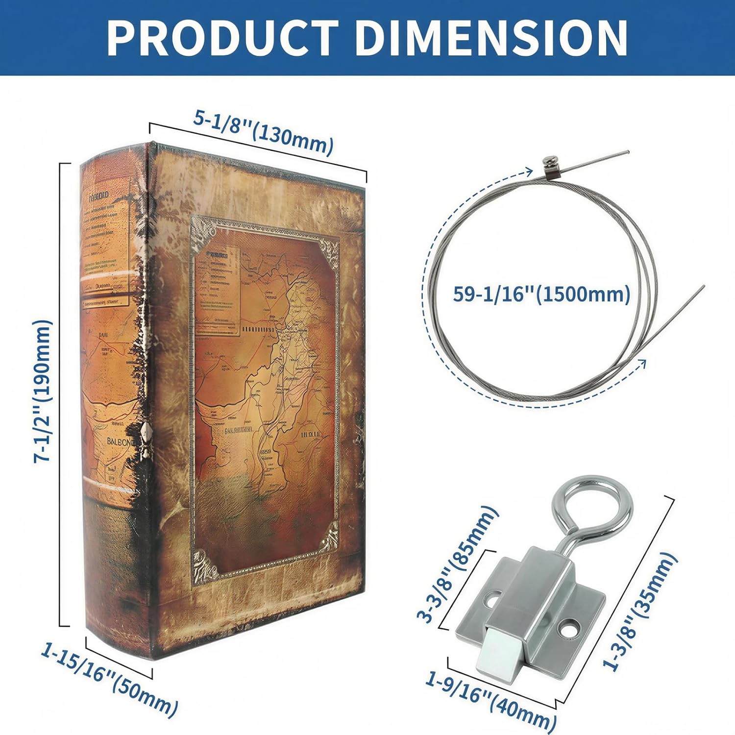 TamBee Hidden Bookcase Door Book Latch and Lock, Secret Book Latch Hidden Door Kit for Bookshelf Doors, DIY Secret Doors for Home Office, Storage, Safe Room