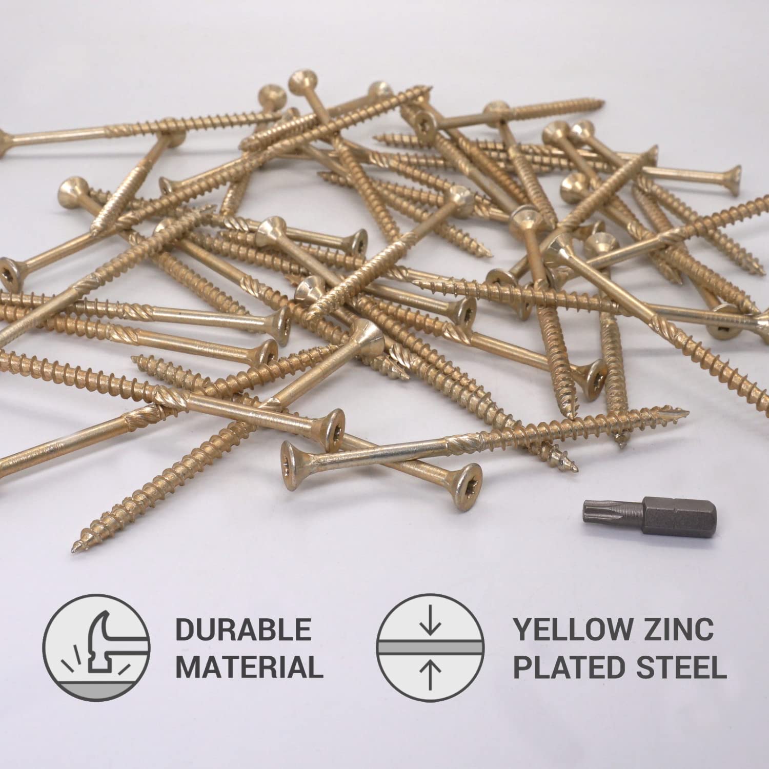 SKIR'CO (Pack of 50 pcs) Universal Zinc Plated Steel 5.0 x 90 mm Yellow Wood Screws, Countersunk Head, Torx Head, Type 17 - Image 3