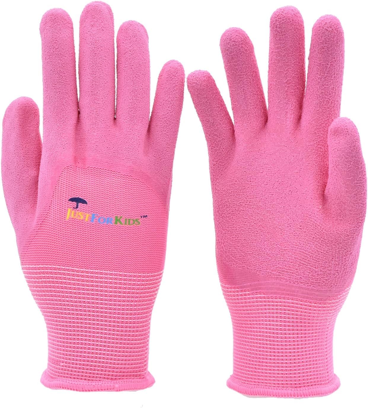 G & F Products 2040-2P JustForKids Premium MicroFoam Texture Coated Kids Garden Gloves, Kids Work Gloves, Pink, 1 Pair