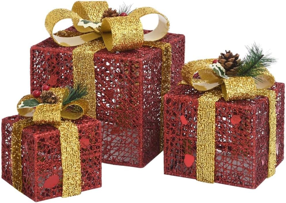 SKM Decorative Boxes 3 pcs Red Outdoor Indoor