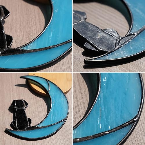 Miniatura 3 de BOXCASA Regalo de condolencias para perros con vitrales en la luna, regalos conmemorativos para perros negros para pérdida de mascotas, regalos de