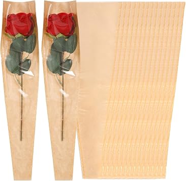 50Pcs Flower Bags for Bouquets Kraft Paper Flower Bouquet Bags for Floral