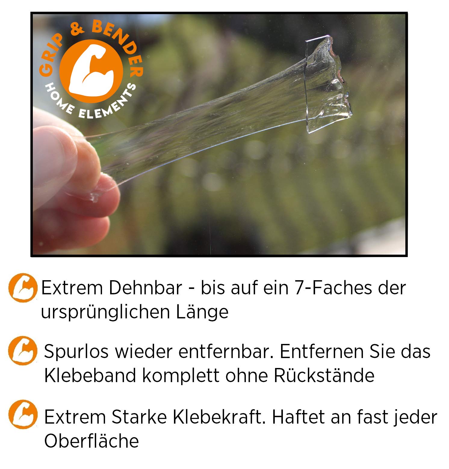 GRIP&BENDER Doppelseitiges Klebeband - 5 Meter x 24MM Nano Tape Doppelseitig Transparent – Spurloses Nano Klebeband – Multifunktionales Rutschfestes Nanotape extra dünn (1mm) Ultra Stark