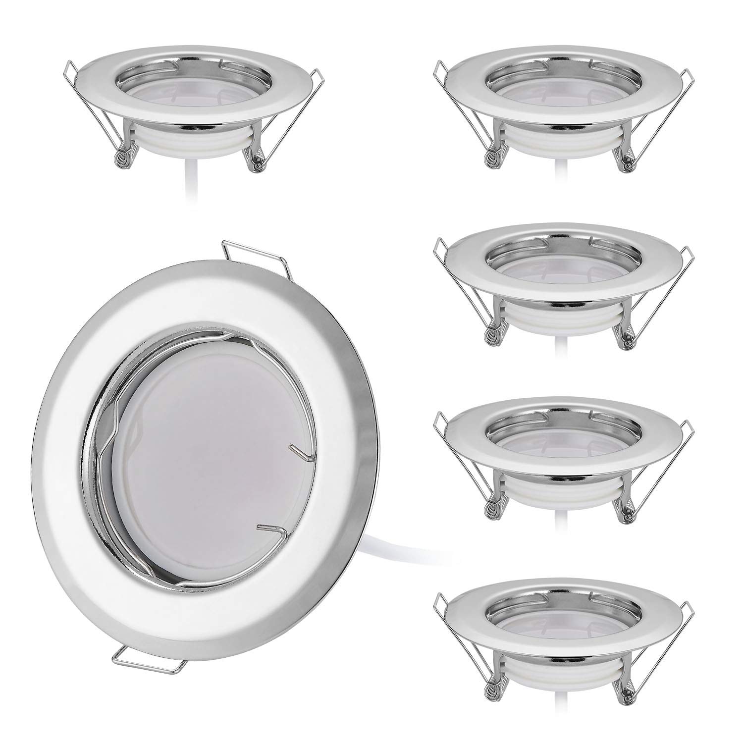 HCFEI Lot de 6 Spot LED encastrable Ultra Plat avec 6x3W Dimmable Ampoule 220V Spot Module, Percage 55mm, Dimmable, Blanc chaud