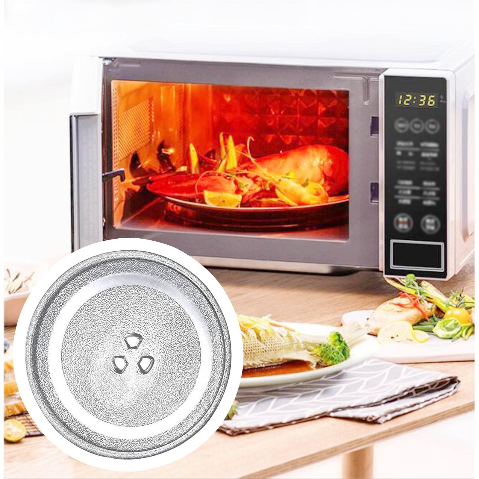 Piatto Microonde In Vetro Universale - Diametro 245mm Con 3 Agganci - Compatibile Con Molti Modelli - Foto 7