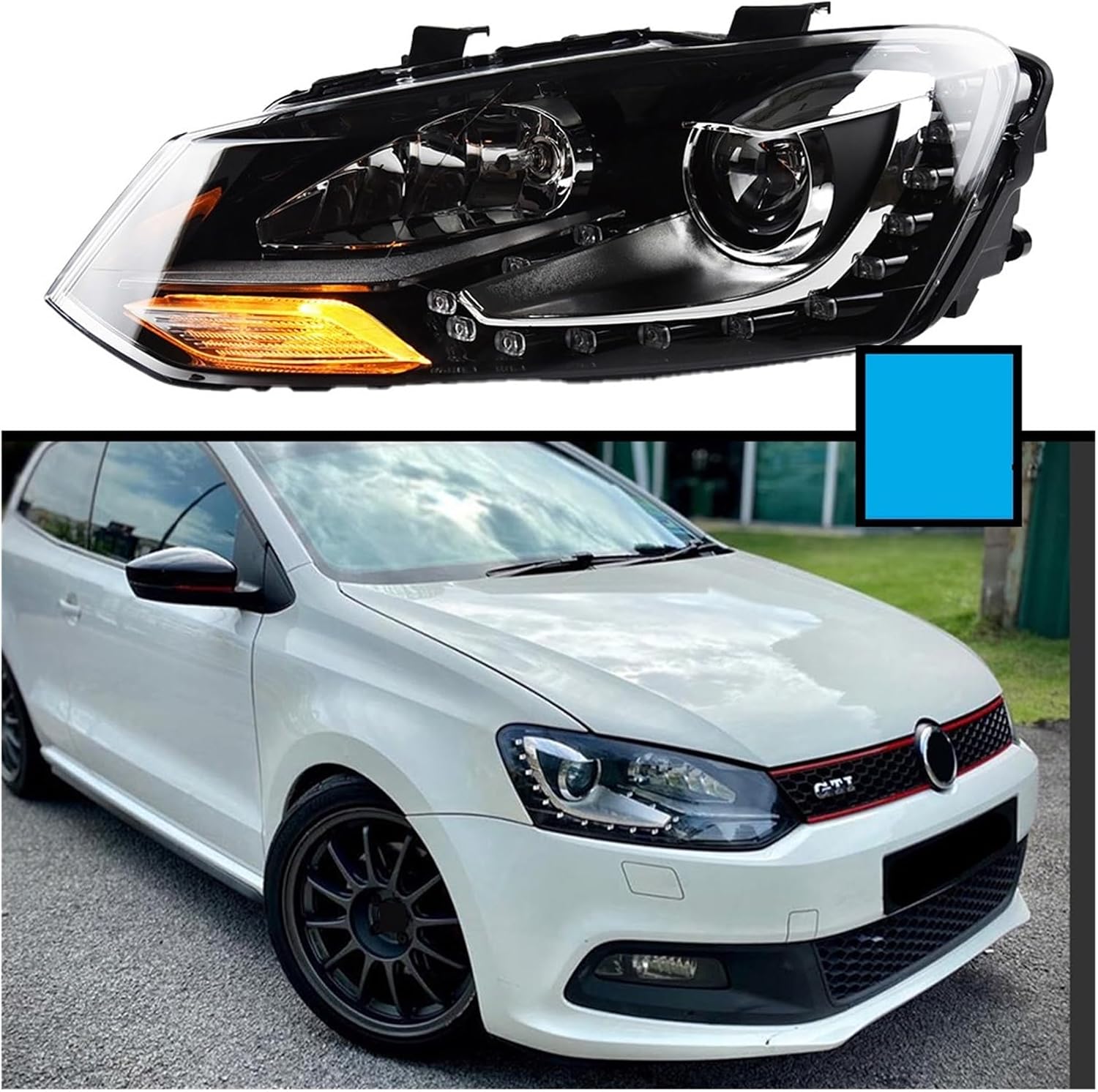 Car Front Headlight Compatible With VW POLO 2011-2018 GTI Type HeadLamp Styling Dynamic Turn Signal Lens Automotive Accessories 2PCS(No bulb)