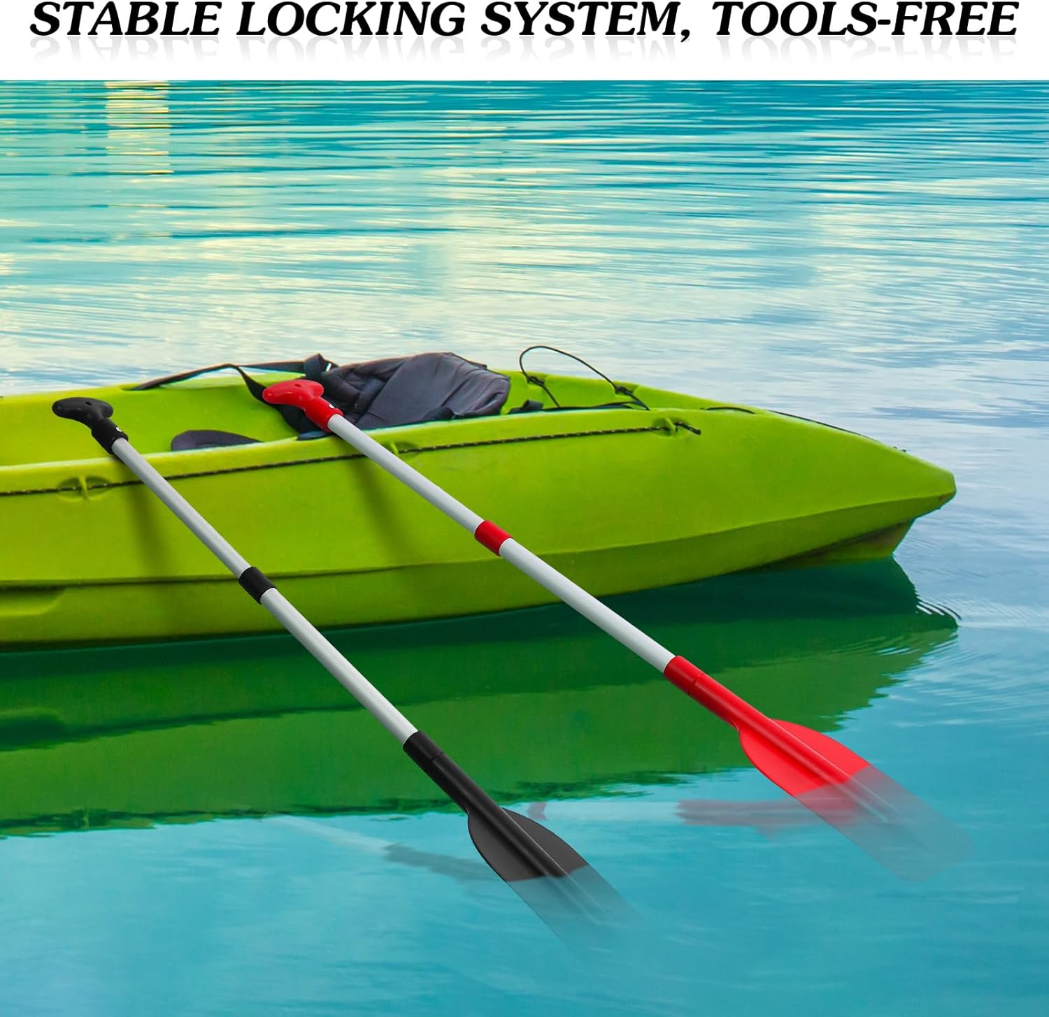 Realspring 2 Pcs Emergency Telescoping Paddle, 21.5 Inch to 41.7 Inch Collapsible Kayak Oar with 2 Pcs Emergency Whistles Safety Boat Accessory for Boating Fishing Rescue