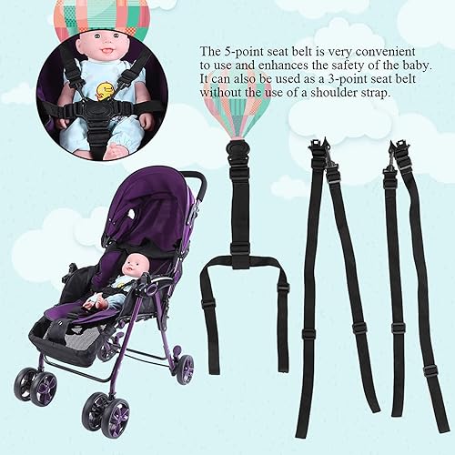Miniatura 4 de Cinturón de arnés de 5 puntos para cochecito de bebé, cinturón de seguridad ajustable para asiento de bebé, cinturón de seguridad para cochecito,