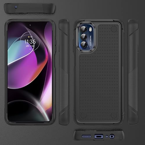 Miniatura 5 de Asuwish Funda protectora de pantalla de vidrio templado y accesorios de doble capa para Moto G Stylus 2022 4G para Motorola GStylus XT2211DL XT2211