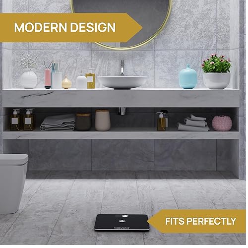 Miniatura 6 de INEVIFIT Báscula de baño, báscula digital de baño de alta precisión, mide un peso de hasta 400 libras. Incluye baterías
