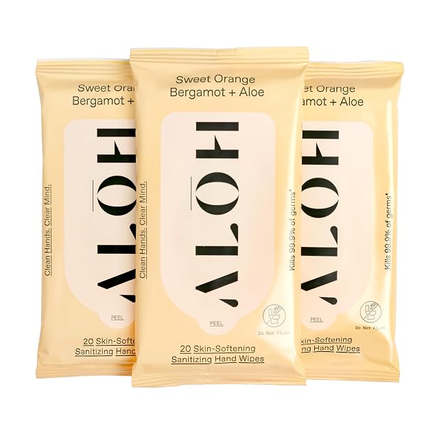 AL H Sweet Orange Bergamot Aloe Sanitizing Hand Wipes - Clean Hands Clear Mind - On The Go