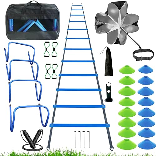 Agility Training Equipment, Kids Soccer Hurdles Agility Ladder Equipment Set Agility Training kit for Football, Soccer, Basketball Tennis,Speed