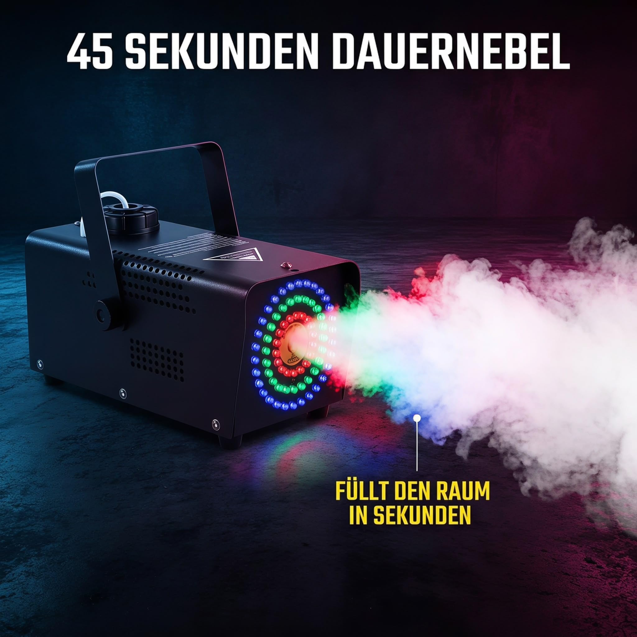 Machine à fumée 500 W avec 72 LED RVB et télécommande pour fête, Halloween
