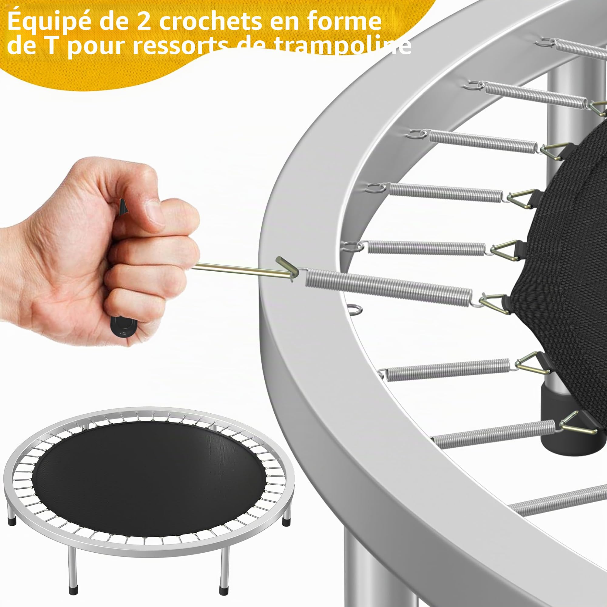FIVMEN Tapis de saut de rechange pour trampoline avec crochets en forme de T et œillets - Pièce de rechange pour trampoline