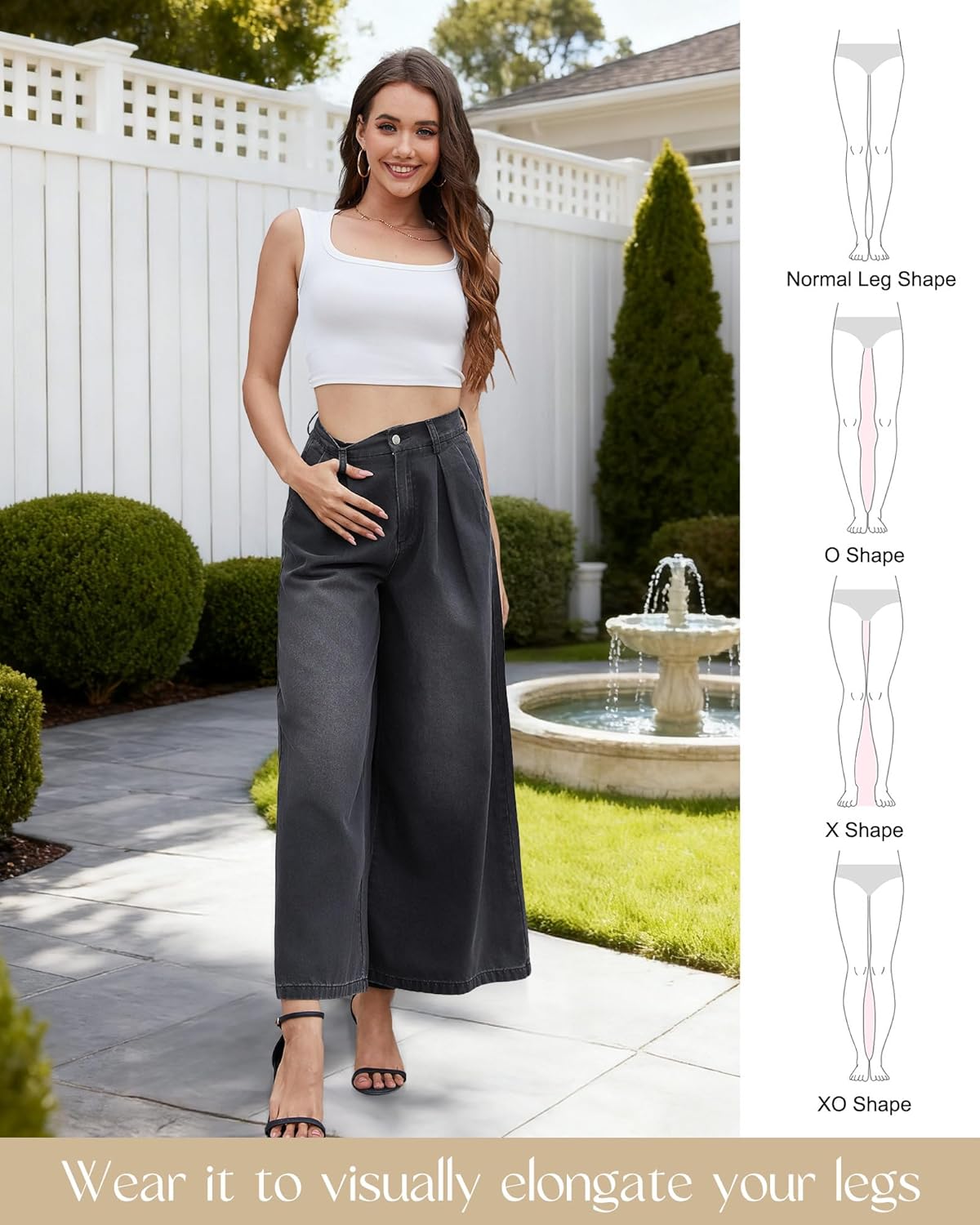 Tapata Women's Wide Leg Jeans 24/27/30/33 Inseam Petite Elastic Waist Baggy Denim Pants Plus Size Long Palazzo Trousers - Image 7