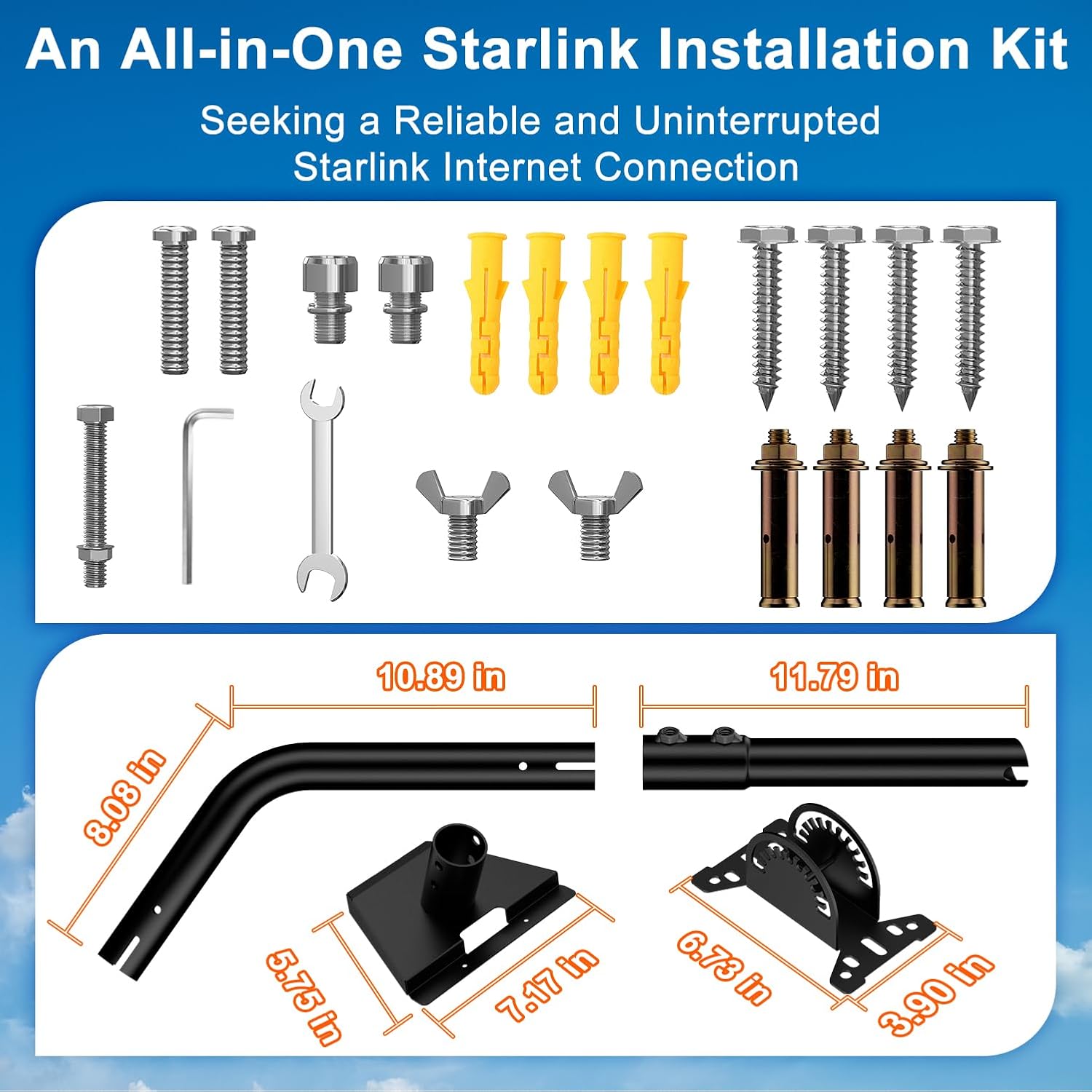Starlink Roof Mount for Gen 3, Adjustable & Rotatable Wall Mounting Kit Compatible with V3 Starlink Standard Dish, Starlink Gen 3 Pole Mount Include Pipe Adapter, Ideal for Home, RV, Car