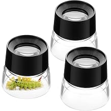 Ceenna 3 Pcs 10x Power Pre Focused Stand Magnifier, Hands Free Black Magnifying Loupes for Viewing Insects, Plants, Coins, Stamps, Maps, Fine Print and Nature Animal Observation
