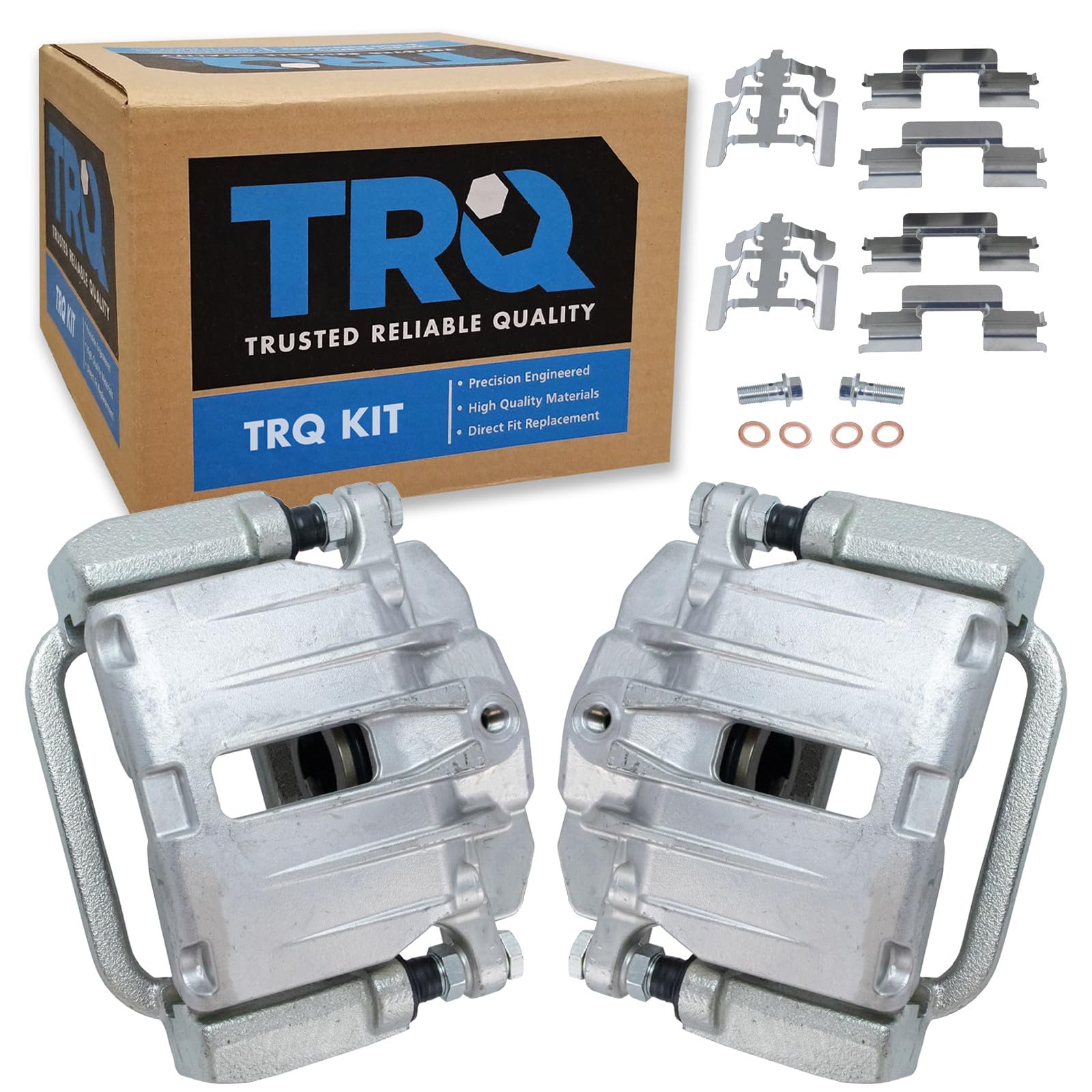 TRQ Rear Driver and Passenger Side Brake Caliper Set Caliper Brackets