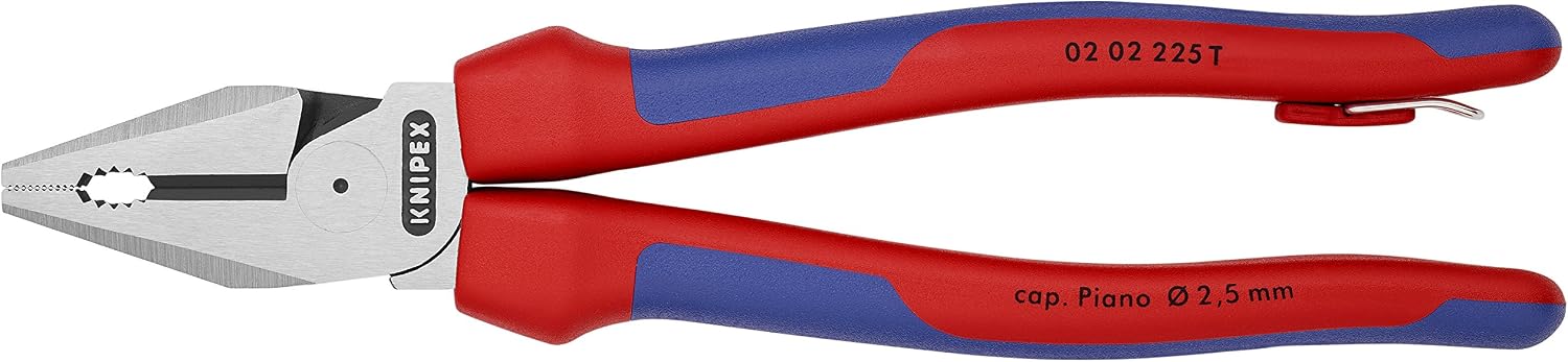 Knipex Tools 02 02 225 T BKA 9" High Leverage Combination Pliers with Tether Attachment - Comfort Grip,