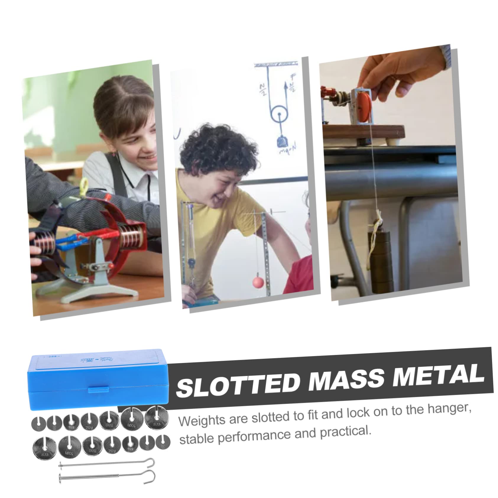 GLEAVI 1 Juego Código de ranura de metal de enseñanza masa ranurada pesos patrón pesos ranurados de metal pesas ranuradas de laboratorio con gancho material didáctico instrumento acero