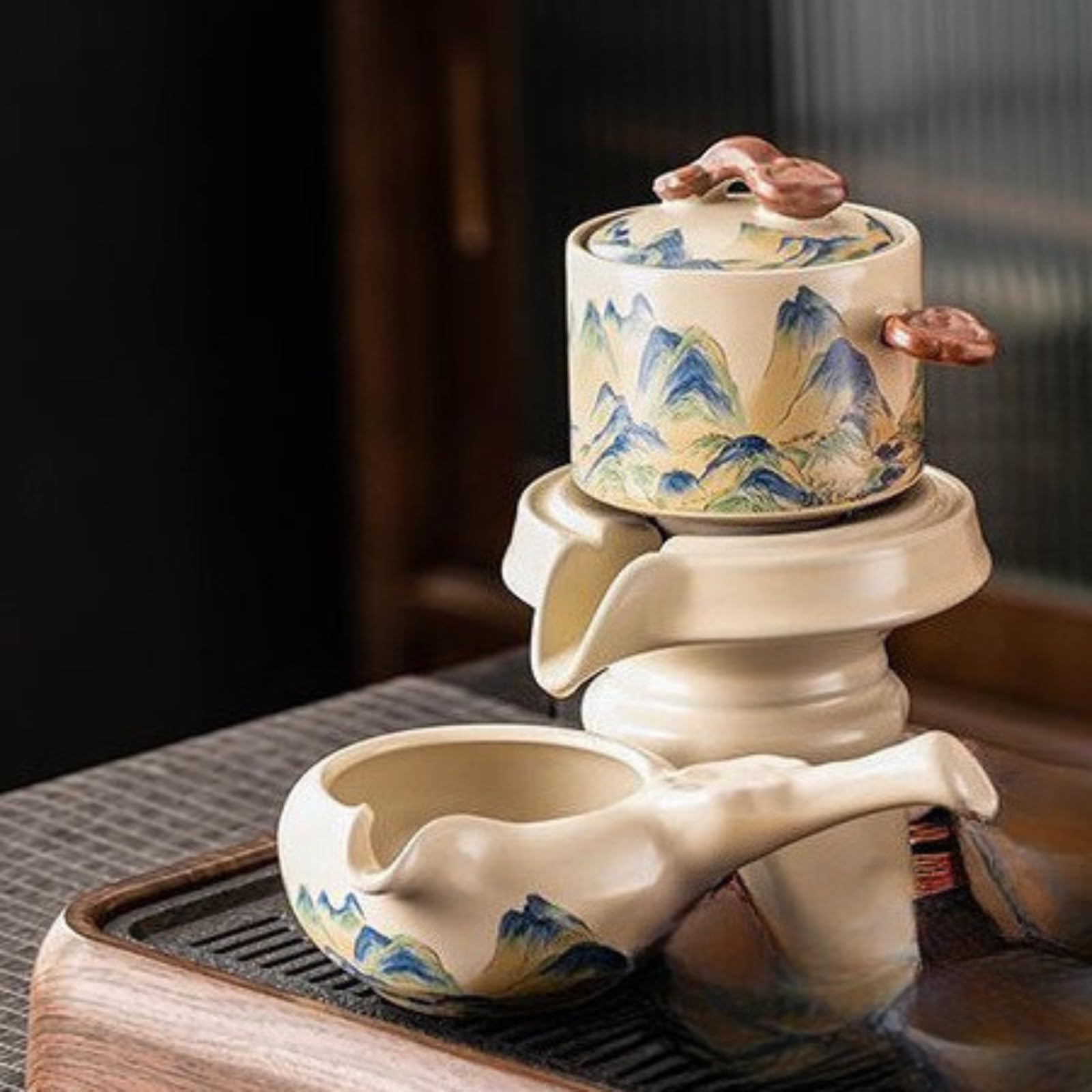 Ru Kiln Półautomatyczny zestaw do herbaty, 200 ml, ceramiczny zaparzacz do herbaty kungfu do gospodarstwa domowego