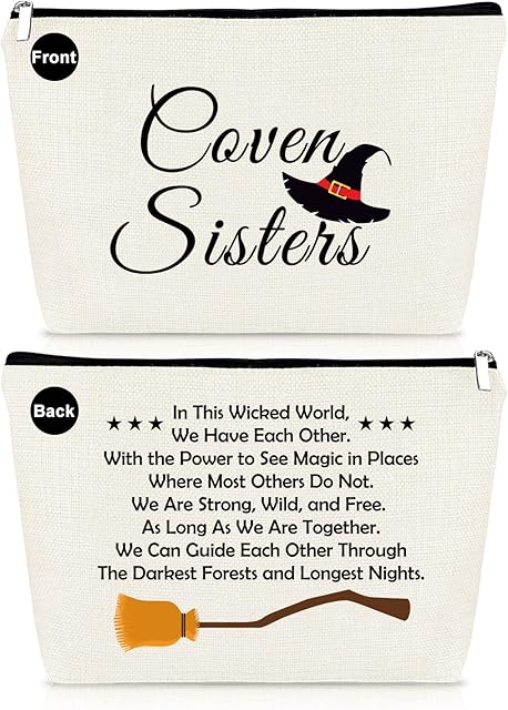 Witch Gift Makeup Bag Inspirational Gifts for Coven Sisters Halloween Party Gift Witchy Friend Gift Cosmetic Bag Best Friend Sister Gift Friendship Gift for Her Birthday Christmas Graduation Gift