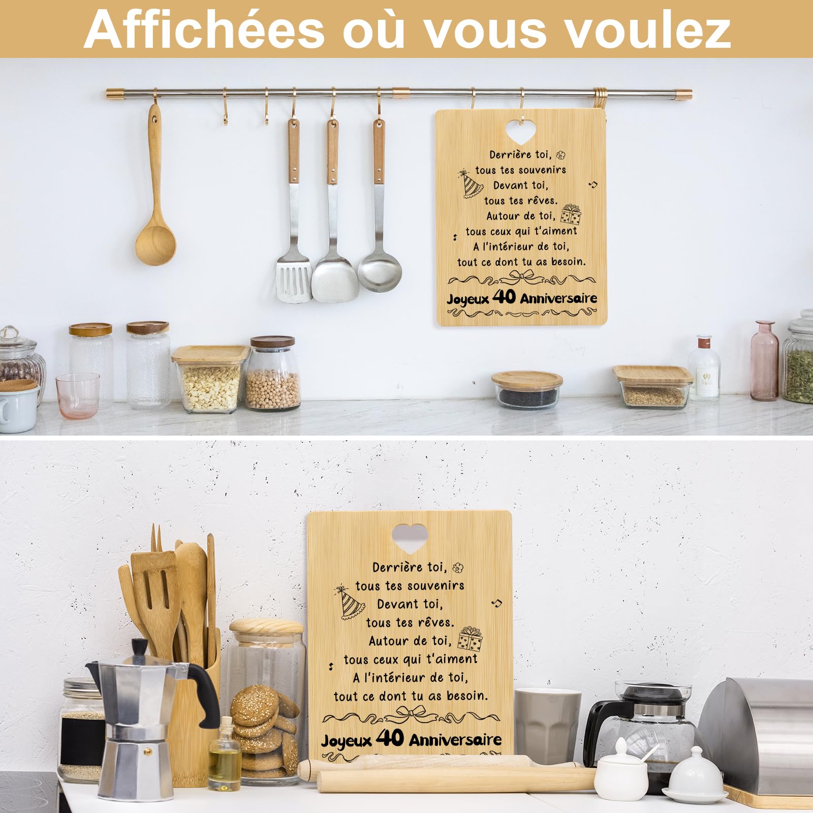 Cadeau Decoration Anniversaire 40 Ans - Planche À Découper 40 Ans Épaisse Bambou Cadeau Anniversaire Pour Femme Homme Cuisine