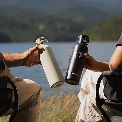 Miniatura 65 de Super Sparrow Botella de Agua Aislada - 17 Oz / 25 Oz / 34 Oz - Frasco FlipFlow de Boca Estándar - Libre de BPA, Botella a Prueba de Fugas - azul