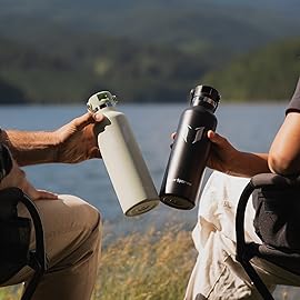 Super Sparrow Insulated Water Bottle - 17 Oz - Standard Mouth FlipFlow Flask - BPA Free, Leak Proof Drink Bottle- Ergonomic Straw Water Bottles for Work, Gym, Travel, Sports