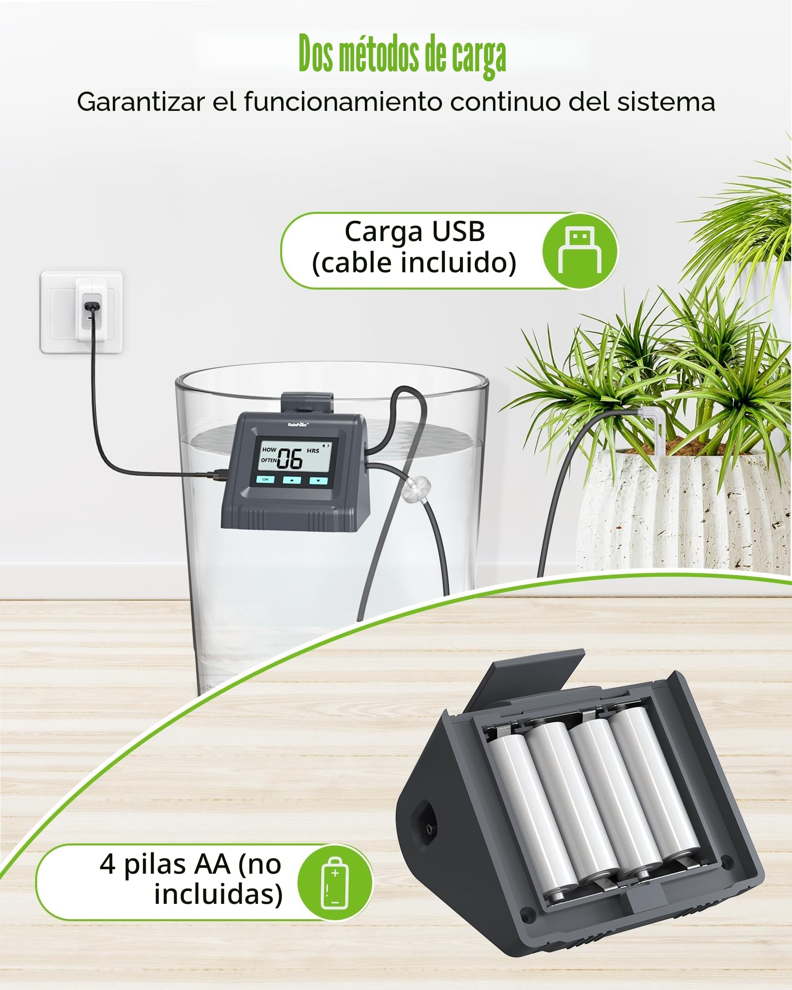 RAINPOINT Riego por Goteo Automático, Volumen de Agua Ajustable, Sistema de Riego Automático para Hasta 10 Plantas y Macetas de Interior