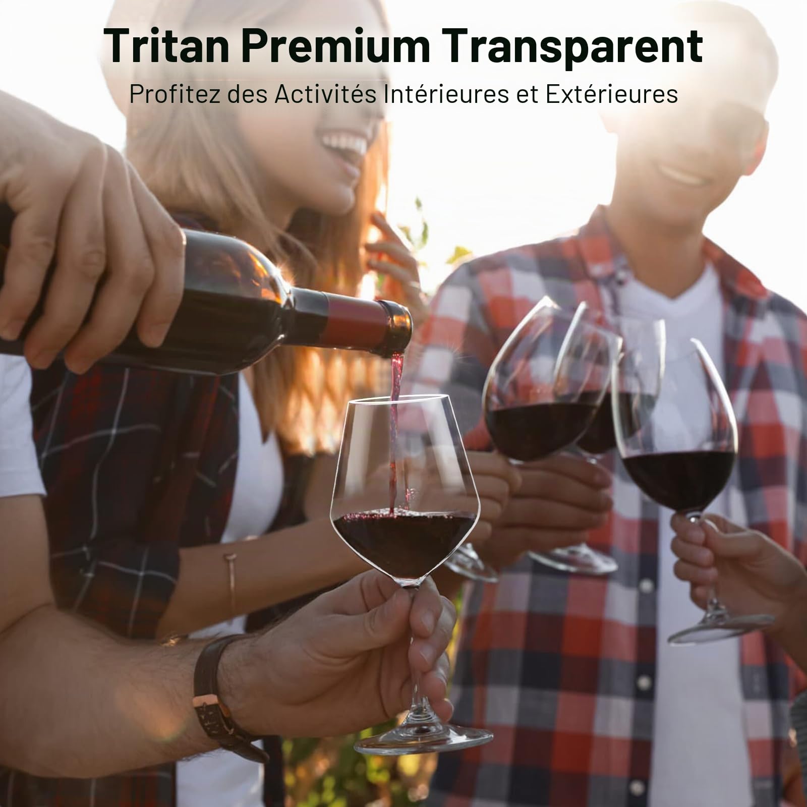Lot de 4 verres à vin rouge incassables en plastique Tritan flottants, réutilisables, élégants, 403 ml, pour fête de piscine, mariage, anniversaire, camping, voyage, sans BPA, passent au