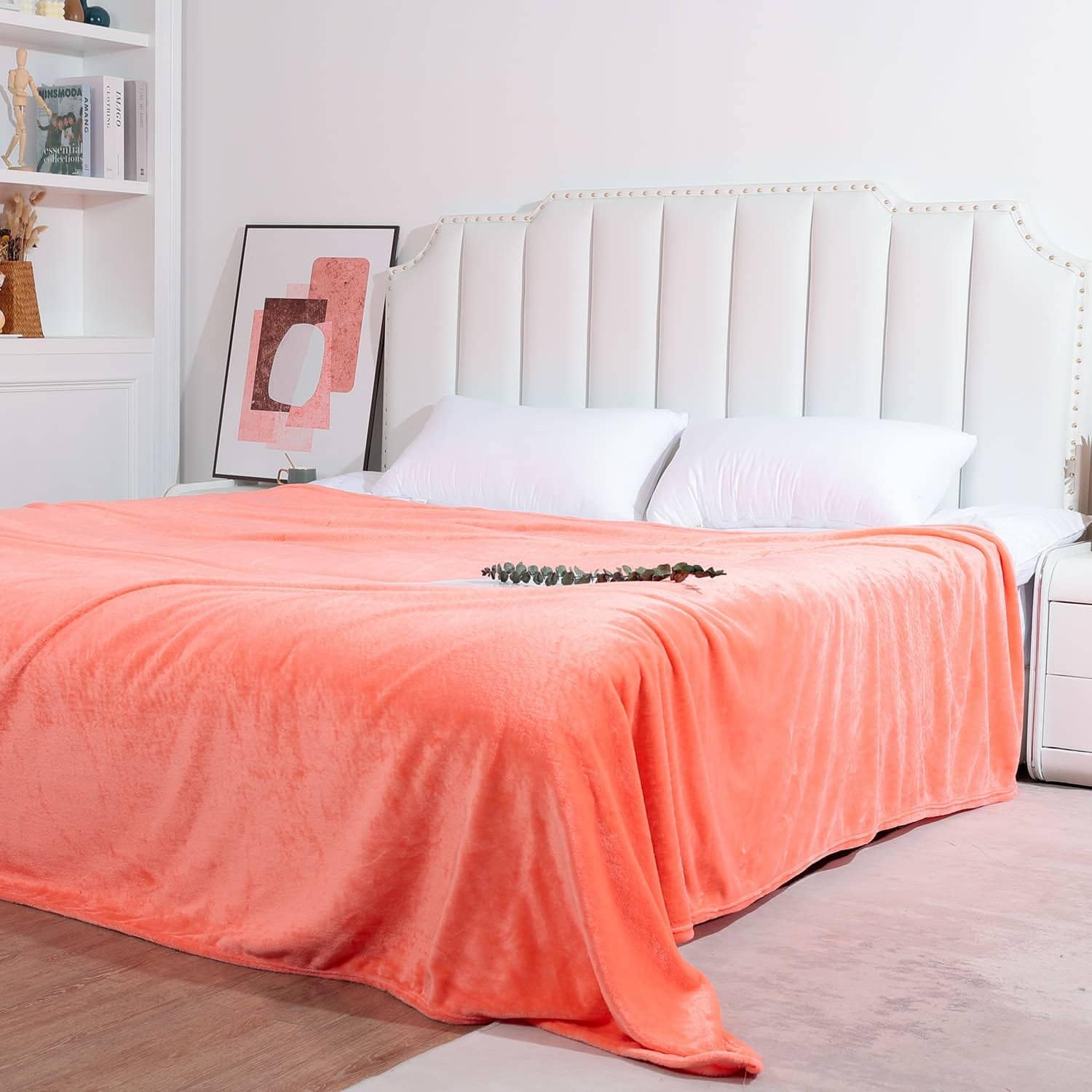 NANPIPER Fleece Blankets, Super Soft Flannel King Size Blanket for Bed, Luxury Cozy Microfiber Plush Fuzzy Blanket,Living Coral