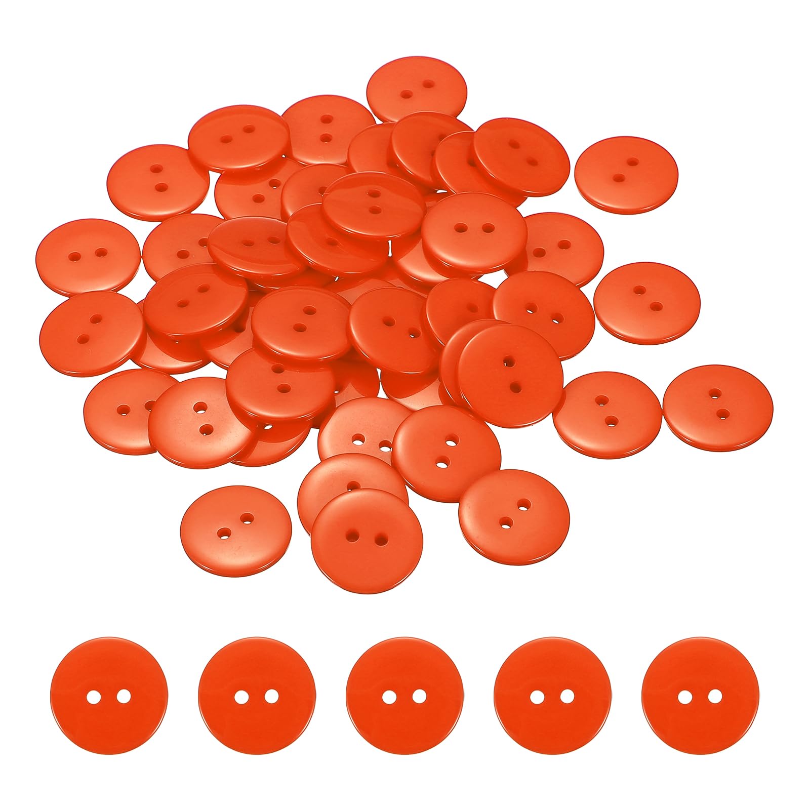 sourcing map 50pcs Resin Sewing Button, 28mm (1-1/8-inch) 2 Holes Round Craft Decorative Buttons for Coat Clothes Holiday Decoration, Orange