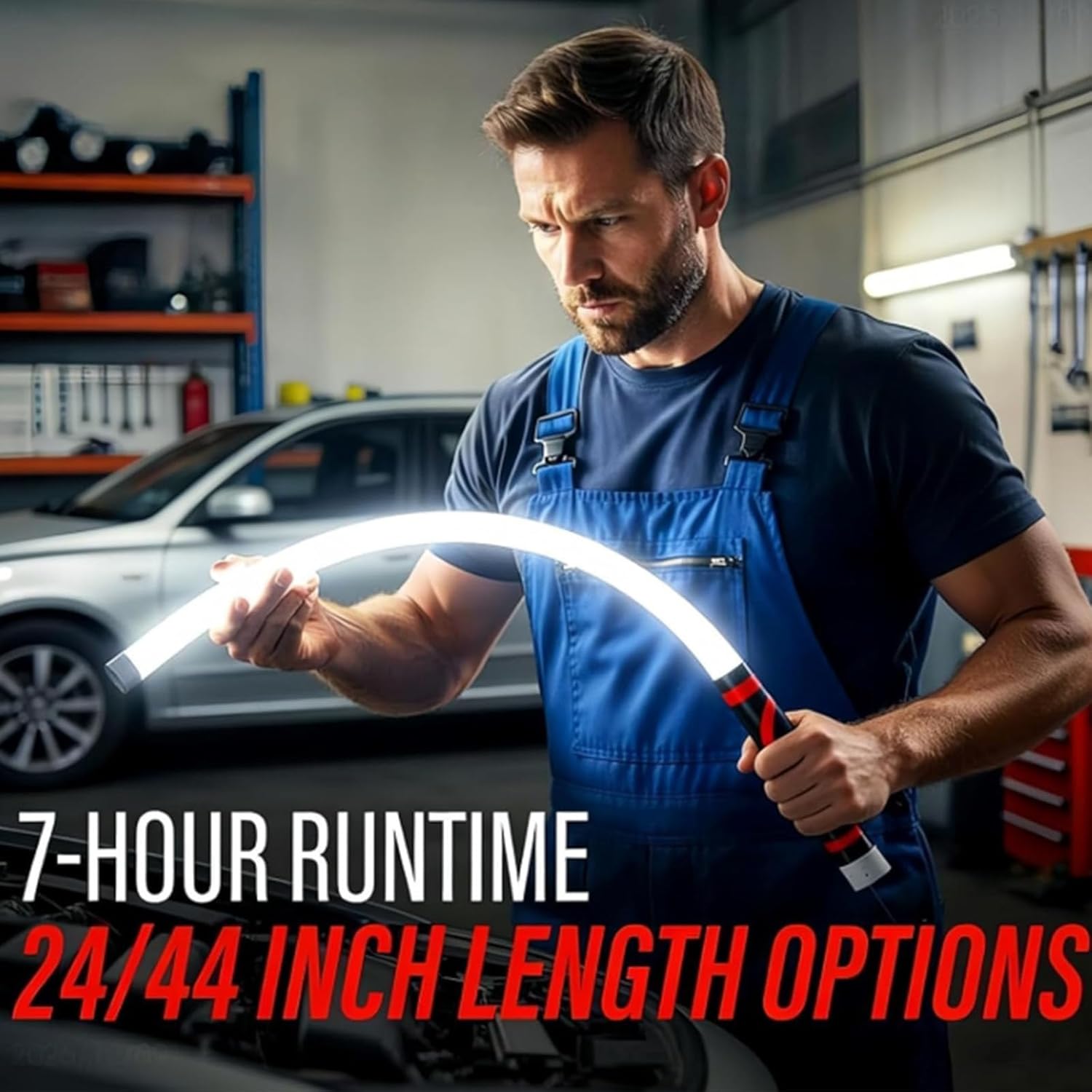 Flexible LED Work Light 30 Inch Bendable Flashlight with 800 Lumen 3 Brightness Modes, Type-C Rechargeable Mechanic Inspection Light for Car Repair Tight Spaces Under Hood