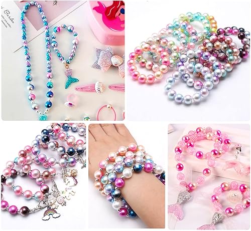 Miniatura 4 de 1280 cuentas de perlas de sirena degradadas para hacer joyas, 0.197in, 0.236in, 0.315in, 0.394in, 0.472in, cuentas de arco iris, cuentas de