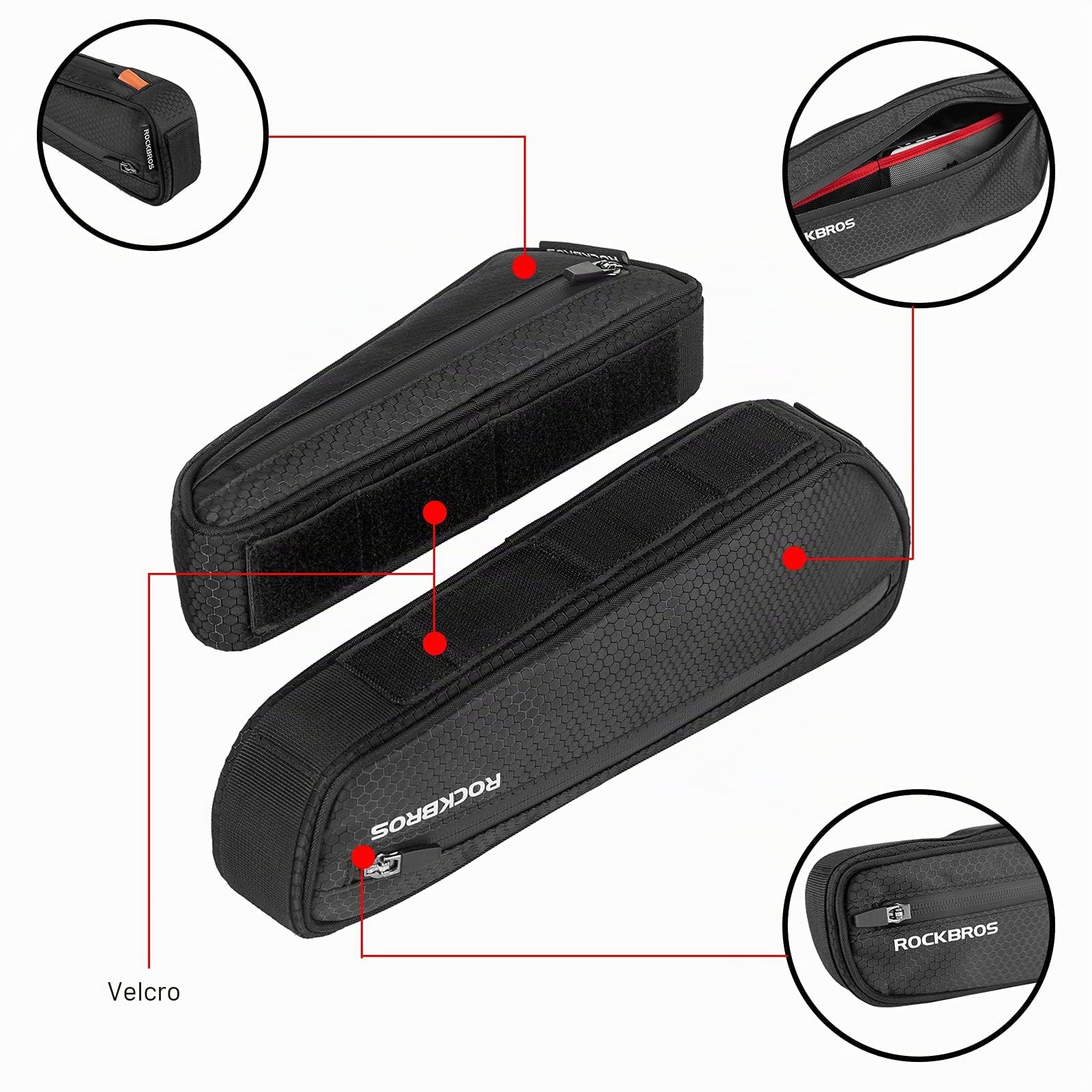 ROCKBROS Borsa Bici da Telaio, Borsa Tubo Centrale per Bicicletta MTB Impermeabile, Grande Capacità ca. 2.5L, 2 in 1 Design Divisibile Multifunzionale, Accessori Bici