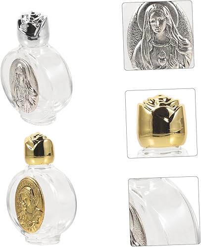 Miniatura 2 de COHEALI Recipiente de agua bendita de vidrio recipiente de bautismo botella de agua bendita recargable